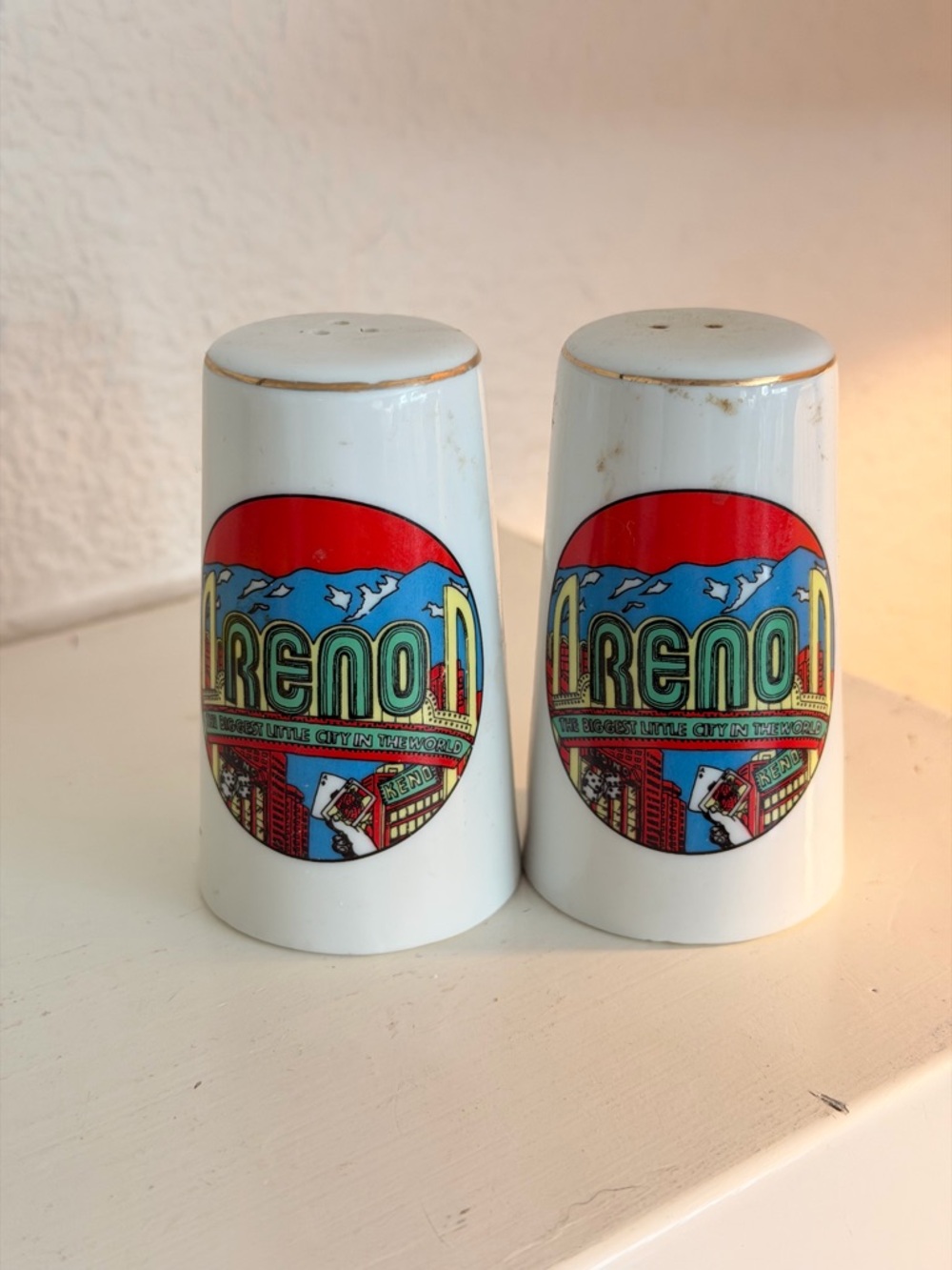 Vintage Reno Nevada Salt Pepper Shakers Biggest Little City Souvenir Set